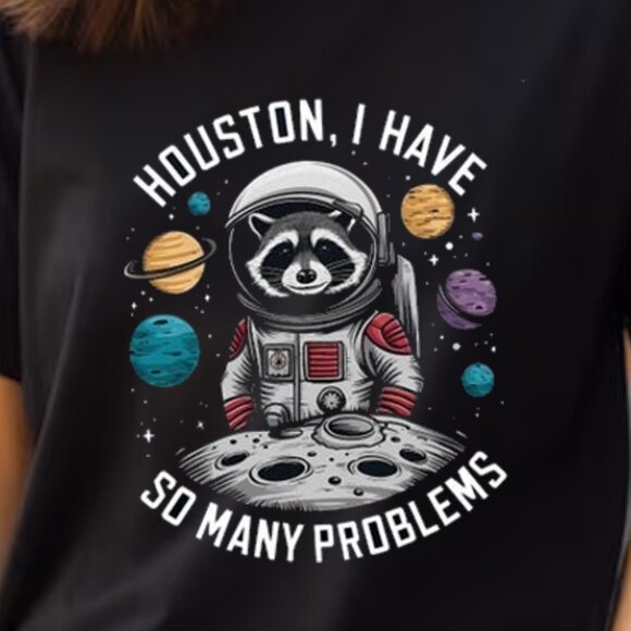 Funny Raccoon Houston I Have So Many Tshirt, Vintage Animal Shirt - Picture 3 of 3